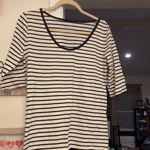 Loft black and white striped elbow sleeve tee
